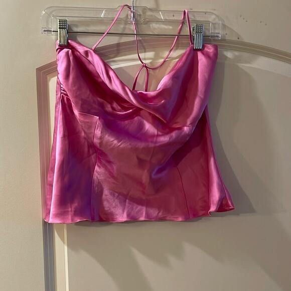 Top halter pink satin twisted bust area very flattering. - Picture 1 of 3